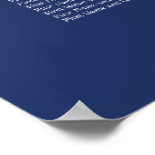 Navy Blue 6 Table Wedding Chart Poster (Ecke)
