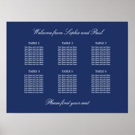 Navy Blue 6 Table Wedding Chart Poster