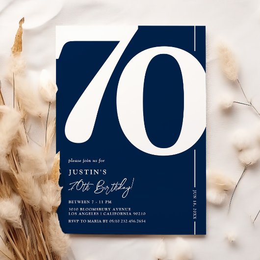 Navy Blue 70. Geburtstagsparty Einladung