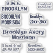 Navy Blue 7 Benutzerdefinierte Texte Name Cool Dec Aufkleber (Vorderseite)