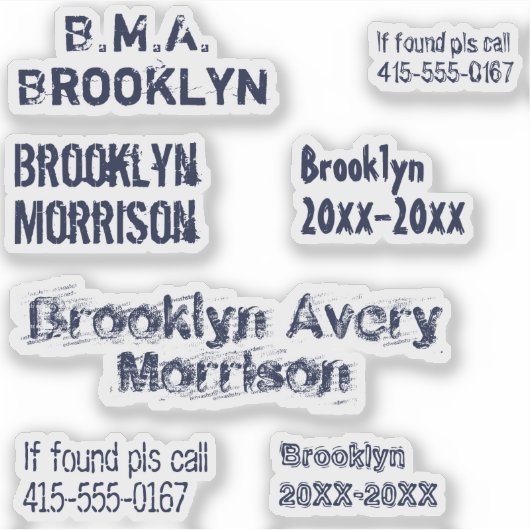 Navy Blue 7 Benutzerdefinierte Texte Name Cool Dec Aufkleber (Vorderseite)