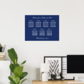 Navy Blue 7 Table Wedding Chart Poster (Heimbüro)