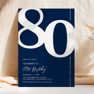 Navy Blue A80. Geburtstagsparty Einladung