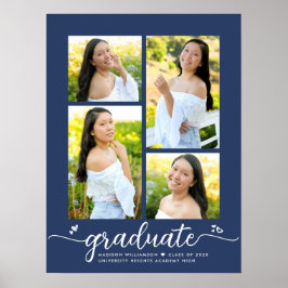 Navy Blue Abschluss 4 Foto Script Hearly Girly Poster