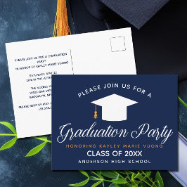 Navy Blue Abschluss Chic Modern 2023 Custom Party Postkarte