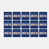 Navy Blue Abschluss Foto Collage Custom Etiketten (Blatt)