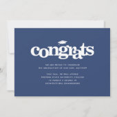 Navy Blue Abschluss Foto Moderne fette Typografie Ankündigung (Rückseite)