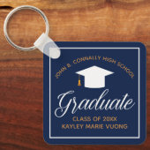 Navy Blue Abschluss Gift Custom Graduate Schlüsselanhänger (Vorderseite)