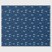 Navy Blue Abschluss Handgezeichnetes Scribble-Must Geschenkpapier (Flach)