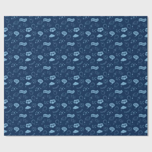 Navy Blue Abschluss Handgezeichnetes Scribble-Must Geschenkpapier (Flach)
