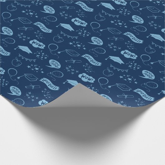 Navy Blue Abschluss Handgezeichnetes Scribble-Must Geschenkpapier (Ecke)