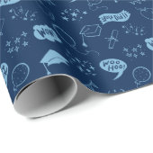 Navy Blue Abschluss Handgezeichnetes Scribble-Must Geschenkpapier (Rolleneckpunkt)