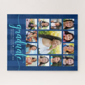 Navy Blue Abschluss K-12 13 Foto Collage Script Puzzle (Horizontal)
