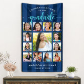 Navy Blue Abschluss K-12 Foto Collage Script Banner