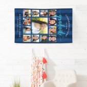 Navy Blue Abschluss K-12 Foto Collage Script Banner (Insitu)