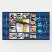 Navy Blue Abschluss K-12 Foto Collage Script Banner (Horizontal)