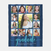 Navy Blue Abschluss K-12 Foto Collage Script Fleecedecke (Vorderseite)