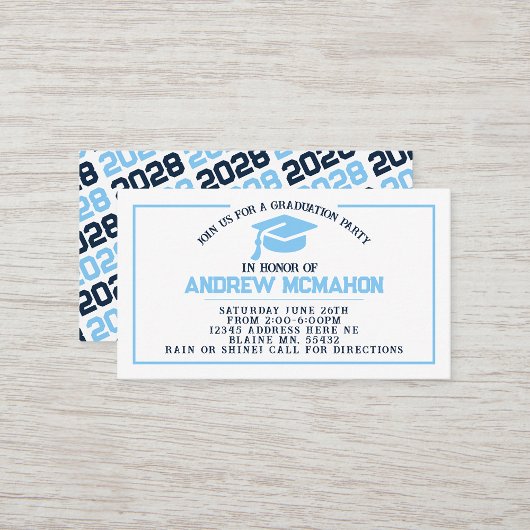 Navy & Blue Abschluss Mini Insert / Friend Einladu Visitenkarte