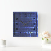 Navy blue abstract geometric pattern quadratische wanduhr (Zuhause)