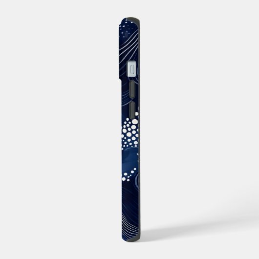 Navy Blue Abstract iPhone 15 Hülle (Linke Seite)
