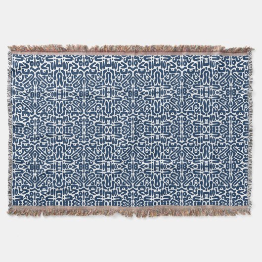 Navy Blue Abstrakt Decke (Vorderseite)