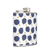 Navy Blue Abstrakt Flying Bomb Fruchtmuster Flachmann (Rechts)