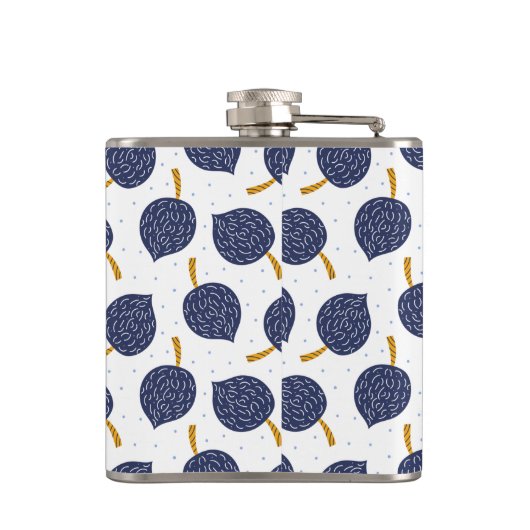 Navy Blue Abstrakt Flying Bomb Fruchtmuster Flachmann (Rückseite)