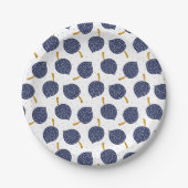 Navy Blue Abstrakt Flying Bomb Fruchtmuster Pappteller (Vorderseite)