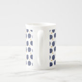 Navy Blue Abstrakt Flying Bomb Fruchtmuster Porzellantasse (Rückseite)