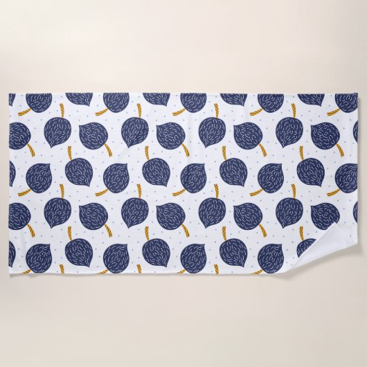 Navy Blue Abstrakt Flying Bomb Fruchtmuster Strandtuch (Vorderseite)