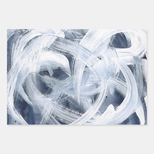 Navy Blue Abstrakt Painterly Geschenkpapier Set (Vorderseite 3)