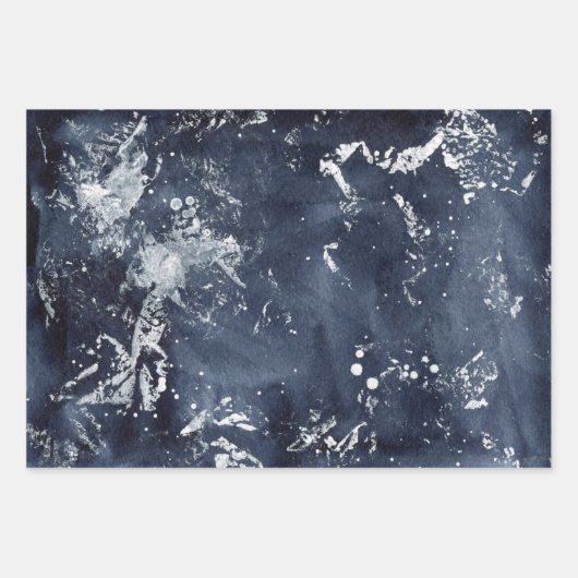 Navy Blue Abstrakt Painterly Geschenkpapier Set (Vorderseite 2)