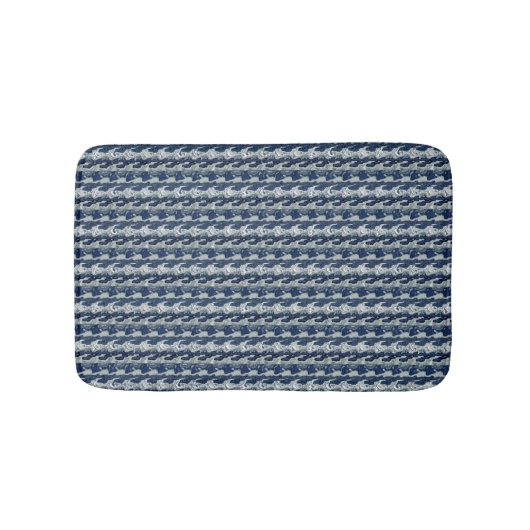 Navy Blue Abstrakt Pattern Badematte (Vorderseite)
