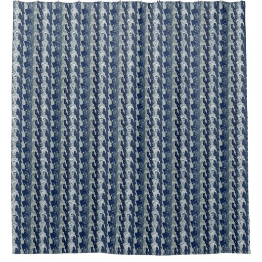 Navy Blue Abstrakt Pattern Duschvorhang (Vorderseite)