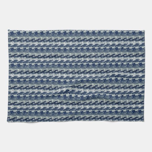 Navy Blue Abstrakt Pattern Geschirrtuch (Horizontal)