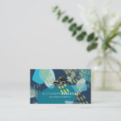 Navy Blue Abstrakt Pattern Pianist Business Card Visitenkarte (Stehend Vorderseite)