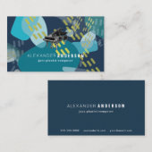 Navy Blue Abstrakt Pattern Pianist Business Card Visitenkarte (Vorne/Hinten)