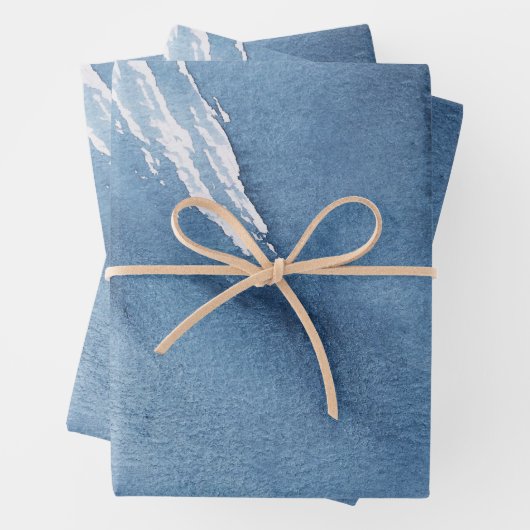 Navy Blue Abstrakt Watercolor Textur Geschenkpapier Set (Beispiel)