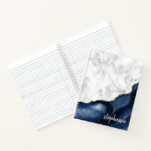 Navy Blue Achat-Marmor Gold Monogramm Notizbuch (Innenseite)