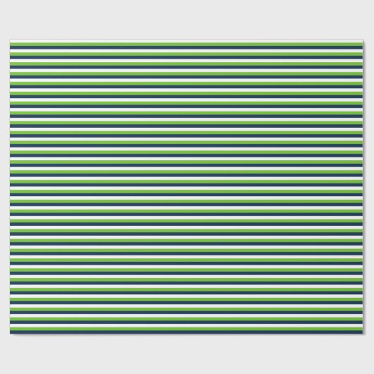 Navy Blue, Action Green, White Horizontal Strip Geschenkpapier (Flach)