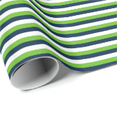 Navy Blue, Action Green, White Horizontal Strip Geschenkpapier (Rolleneckpunkt)
