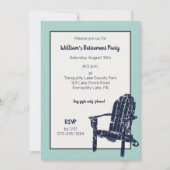 Navy Blue Adirondack Chair Custom Retirement Party Einladung (Vorderseite)