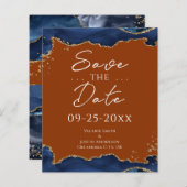 Navy Blue Agate Burnt Orange Save the Date (Vorne/Hinten)