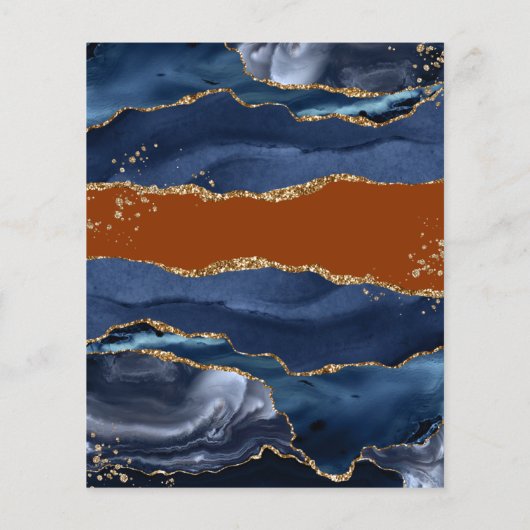 Navy Blue Agate Burnt Orange Save the Date (Rückseite)