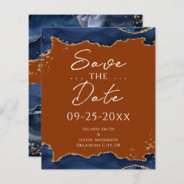 Navy Blue Agate Burnt Orange Save the Date