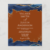 Navy Blue Agate Burnt Orange Wedding