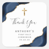 Navy Blue Agate First Heilige Kommune Vielen Dank Quadratischer Aufkleber (Vorderseite)