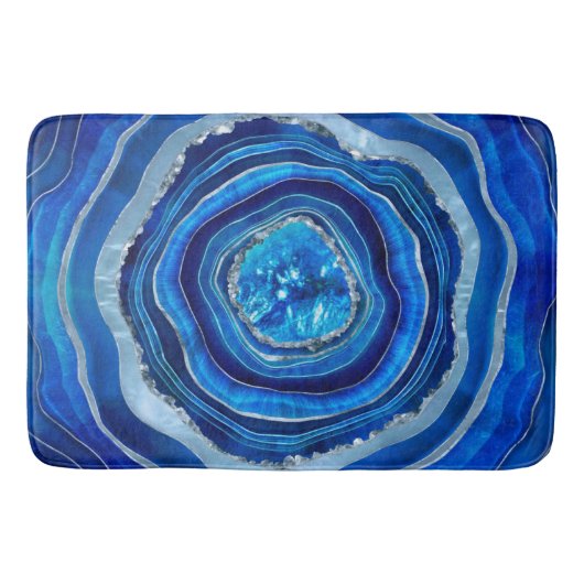 Navy Blue Agate Geode Digitale Kunst Badematte (Vorderseite)