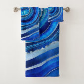 Navy Blue Agate Geode Digitale Kunst Badhandtuch Set (Insitu)
