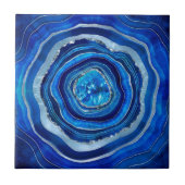 Navy Blue Agate Geode Digitale Kunst Fliese (Vorderseite)